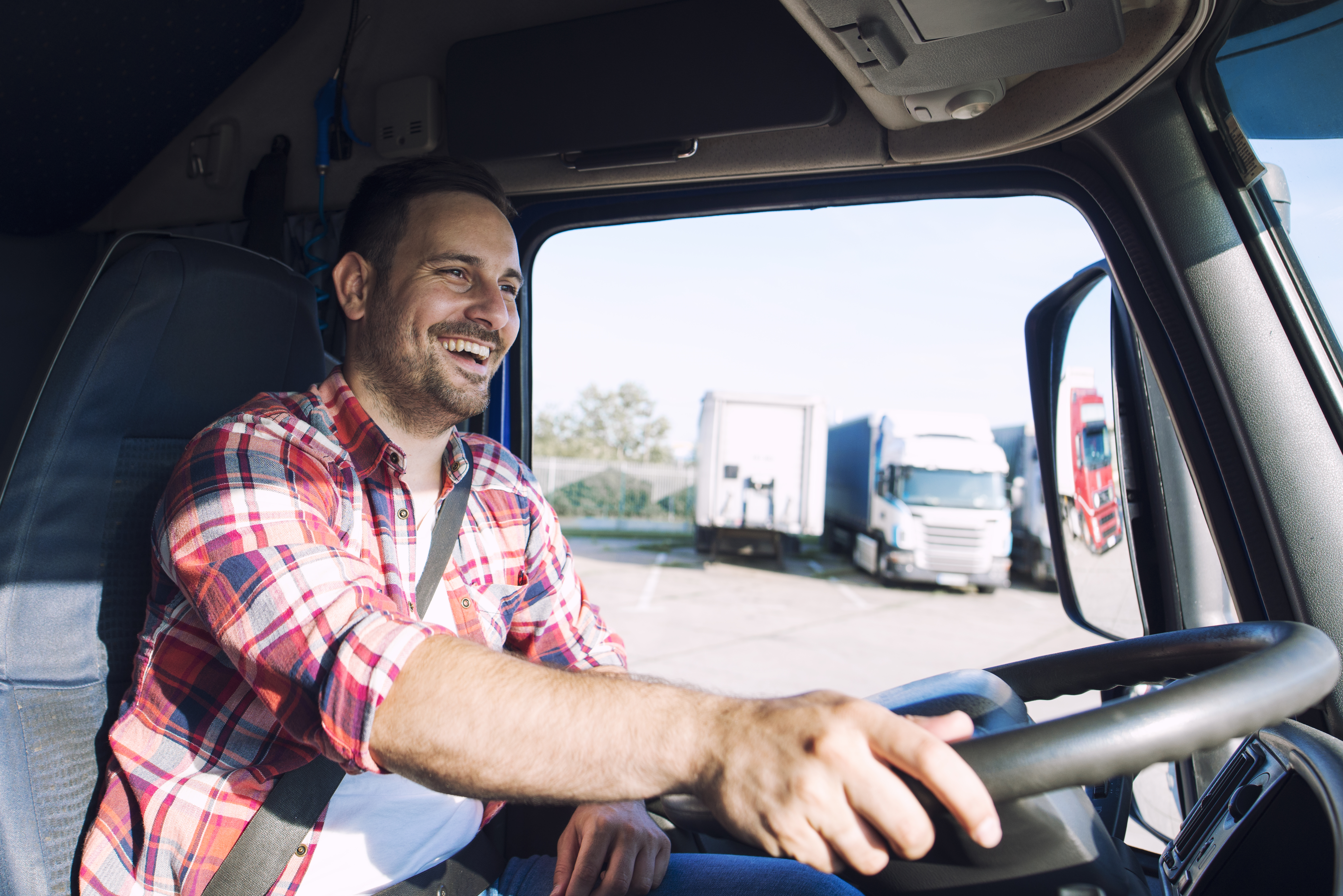 Happy commercial truck driver