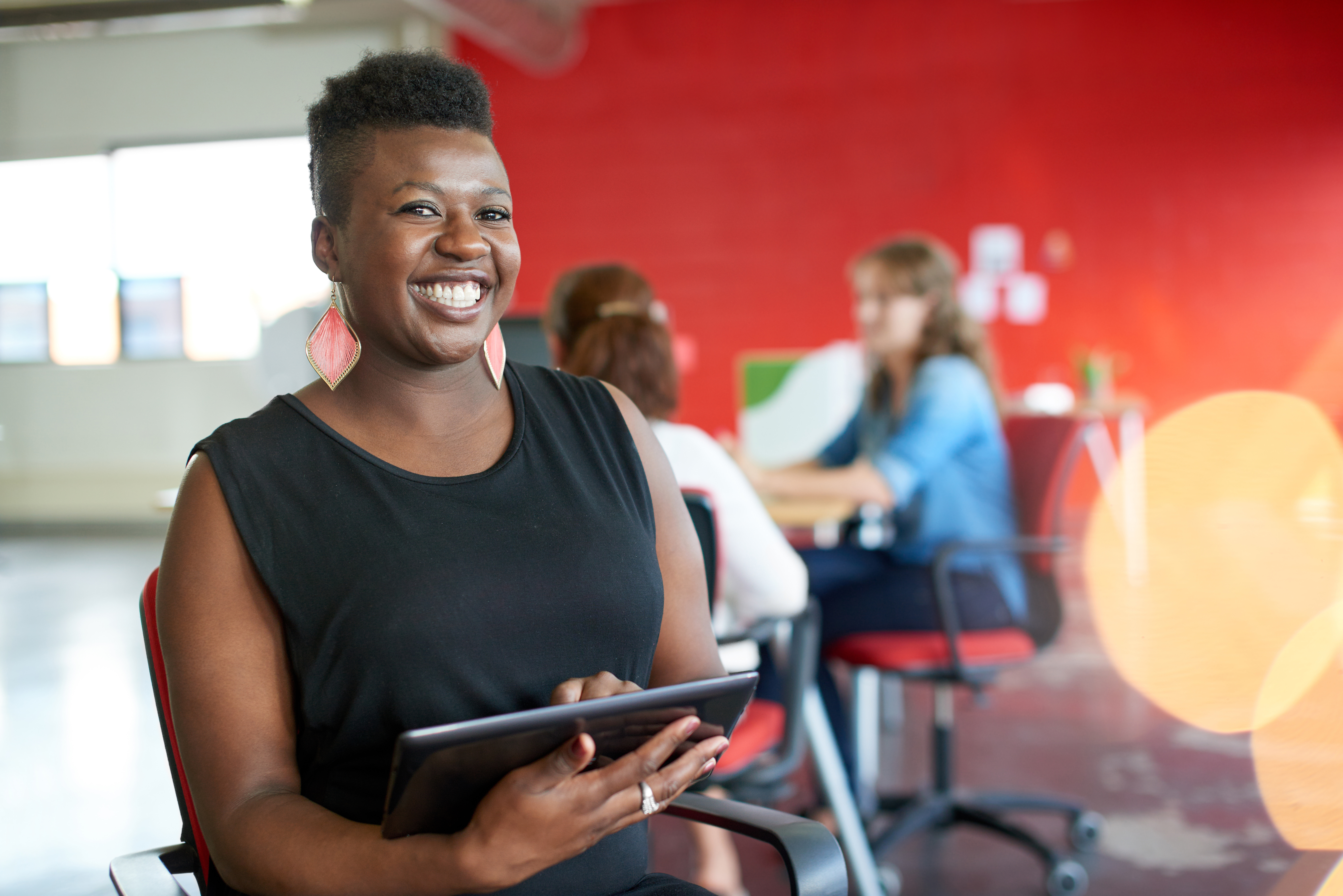 Small business owner happy to have insurance